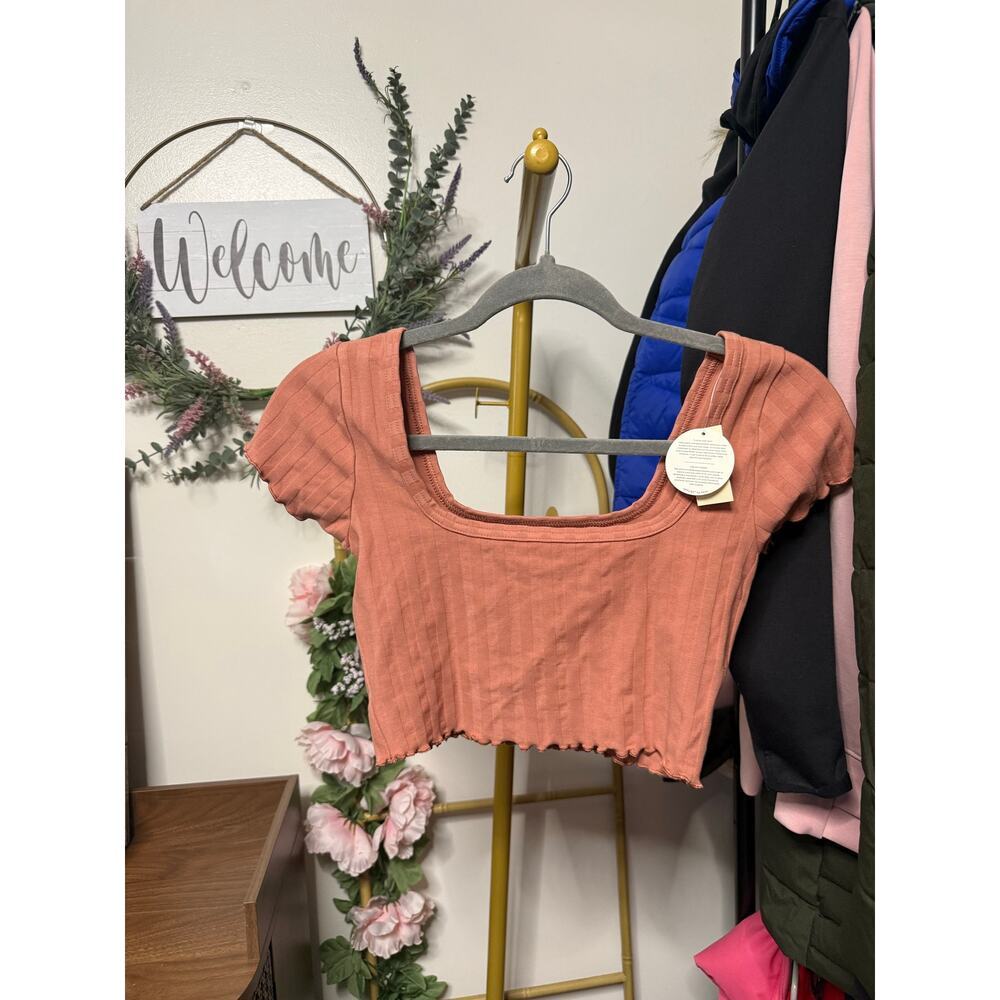 Offline by Aerie Ribbed Short Sleeve Crop Top Size XS NWT
